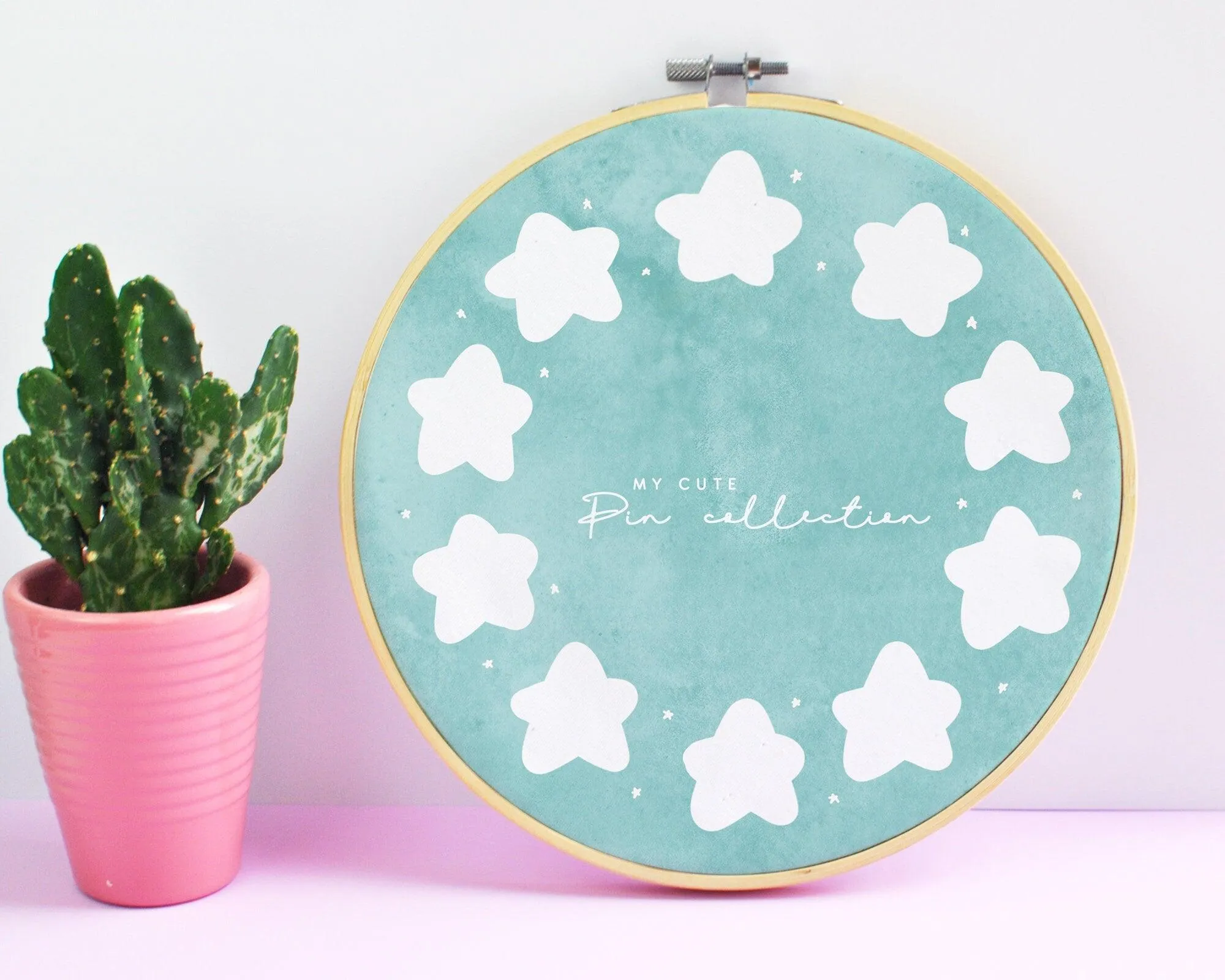 Star Enamel Pin Display Hoop | Custom Kawaii Pin Board | Pastel Pin Holder | Personalised Pin Display