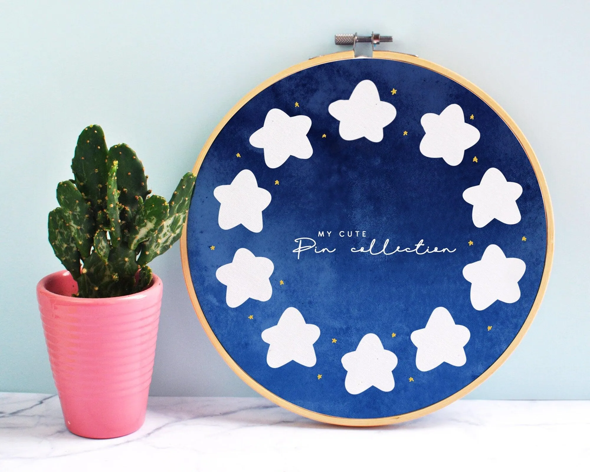 Star Enamel Pin Display Hoop | Custom Kawaii Pin Board | Pastel Pin Holder | Personalised Pin Display