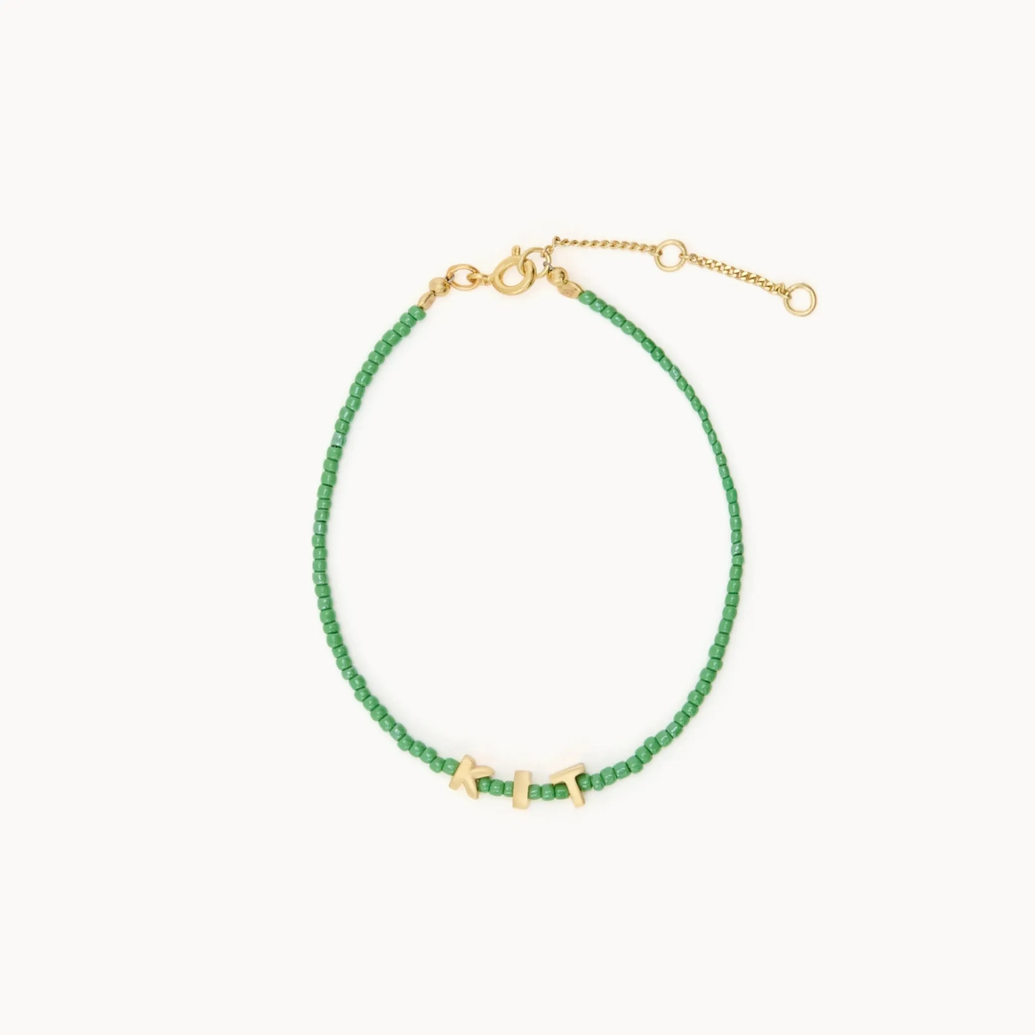 Tiny Dancer Beaded Initials Bracelet - Green