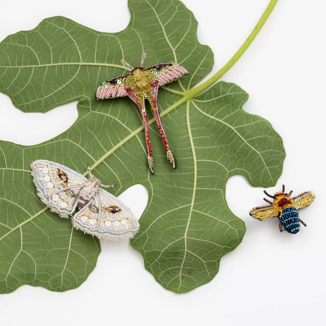 Trovelore embroidered insect brooch
