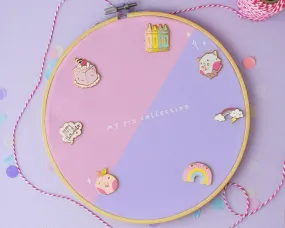 Two-Tone Enamel Pin Display Hoop | Kawaii Pin Board | Custom Pin Holder | Pastel Pin Collection Display
