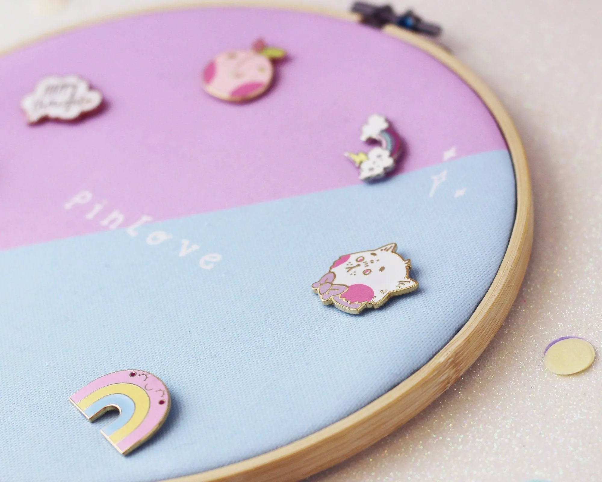 Two-Tone Enamel Pin Display Hoop | Kawaii Pin Board | Custom Pin Holder | Pastel Pin Collection Display