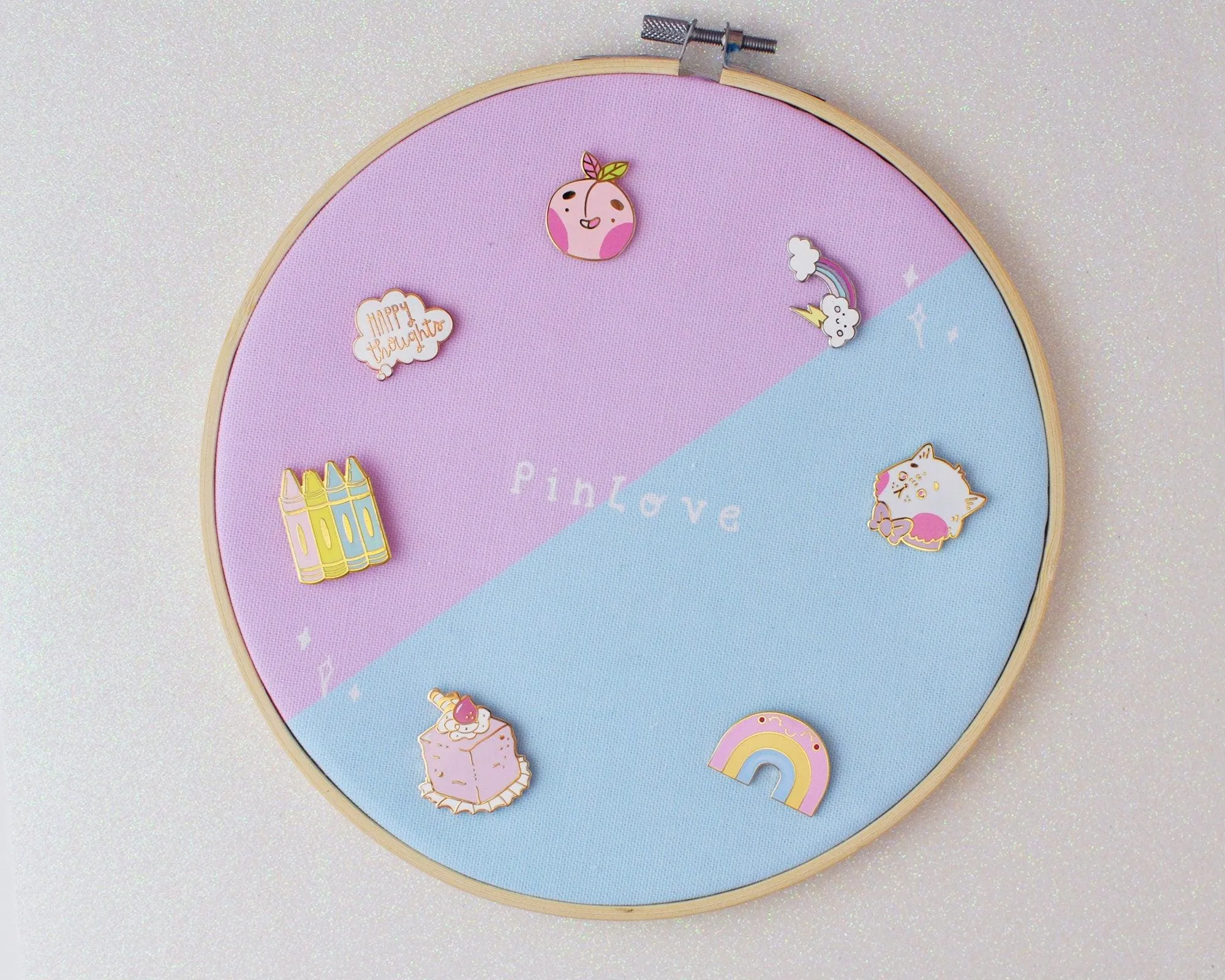 Two-Tone Enamel Pin Display Hoop | Kawaii Pin Board | Custom Pin Holder | Pastel Pin Collection Display