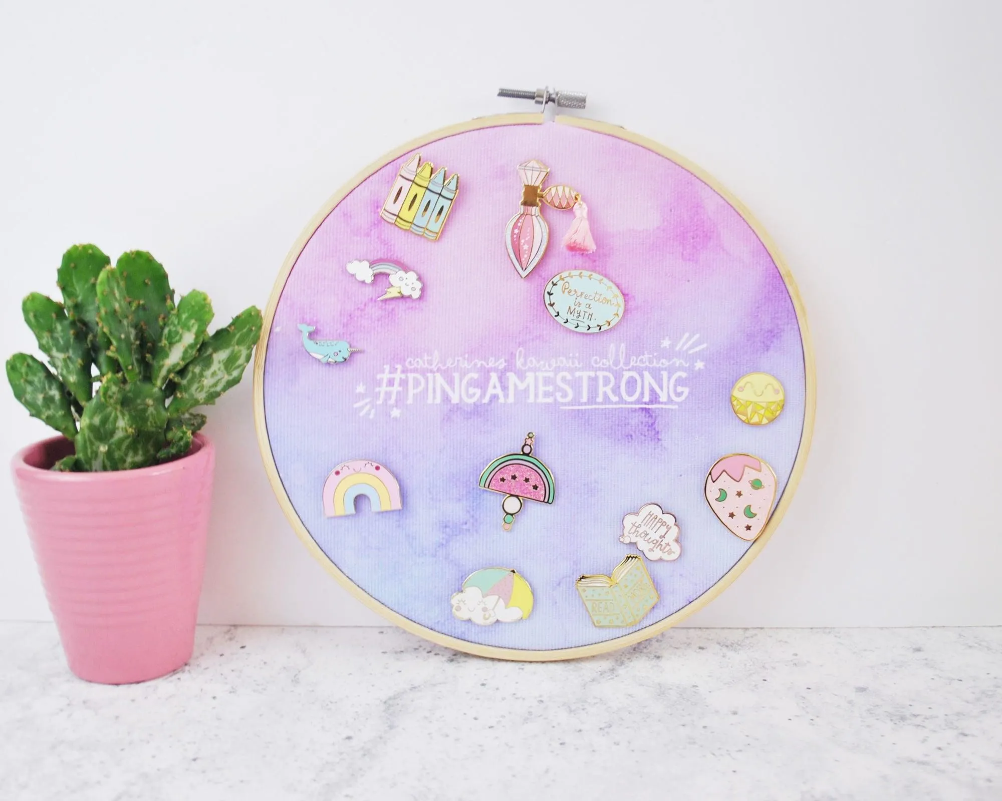 Watercolour Enamel Pin Display Hoop | Custom Pin Holder | Kawaii Pin Board | Personalised Pin Collection Display
